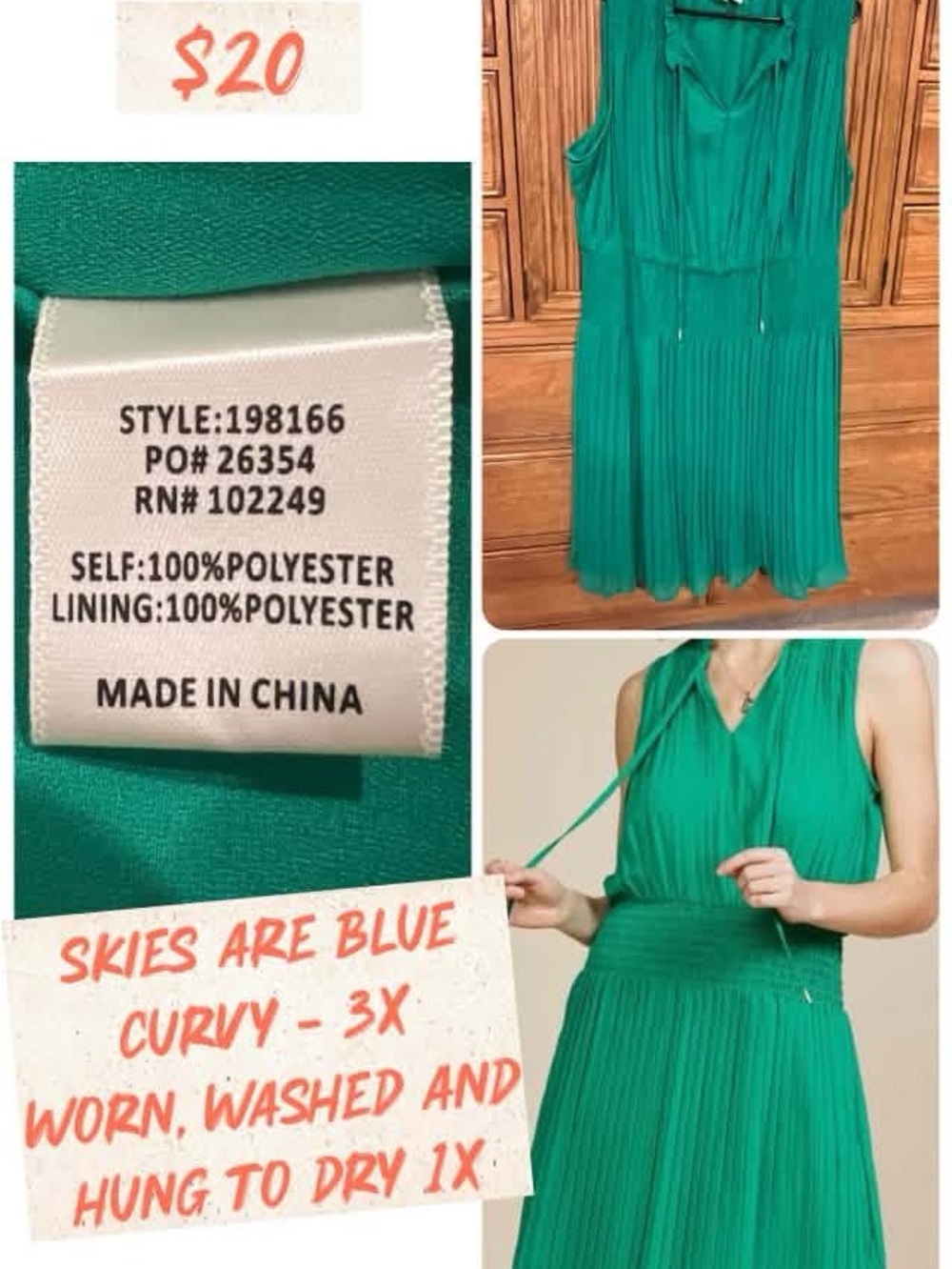 Skies Are Blue Emerald Green Pleated Midi Dress - 3x